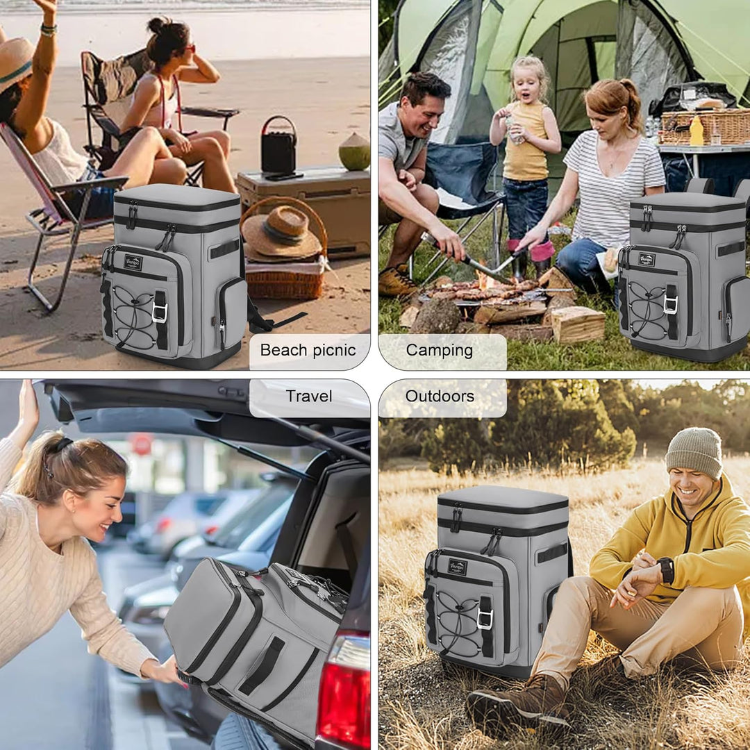 Kühlrucksack, 30L Grosse Thermo Kühltasche Rucksack, Wasserdicht Picknickrucksack Gross für Strand,