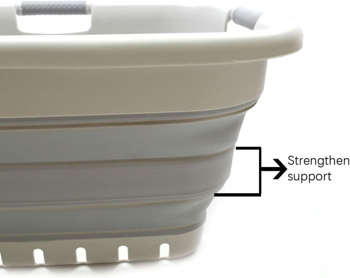 SAMMART 41L Set of 2 Collapsible 3 Handled Plastic Laundry Basket - Foldable Pop Up Storage Containe