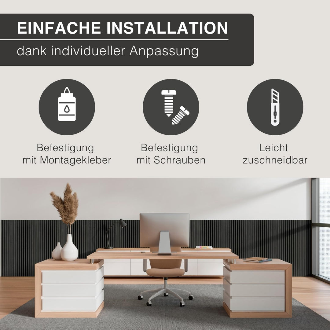 4er Set Akustikpaneele Holz 120x60 cm – extra dick 2,1 cm I Holzpaneele mit Echtholz-Furnier für aku