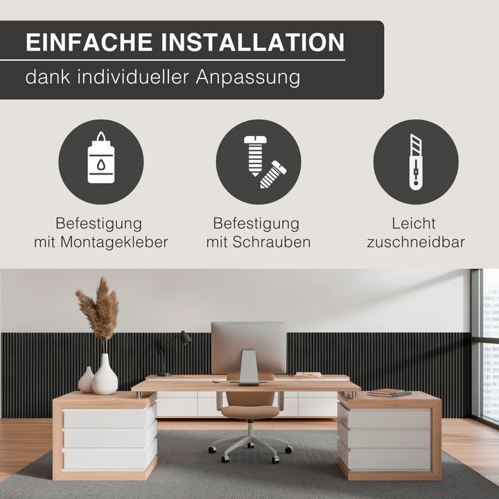 4er Set Akustikpaneele Holz 120x60 cm – extra dick 2,1 cm I Holzpaneele mit Echtholz-Furnier für aku