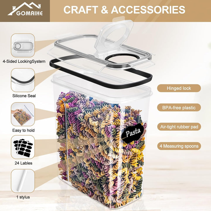 GoMaihe Vorratsdosen Set, 2.5L*6 Stück Aufbewahrungsbox Küche Organizer, Luftdicht Frischhaltedose P