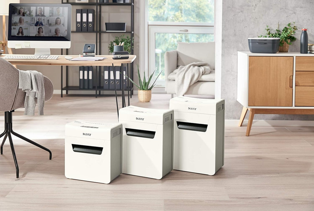 Leitz IQ 4M Premium Aktenvernichter P5 fürs Büro und Zuhause, Mikroschnitt, 4 Blatt, 14l-Abfallbehäl