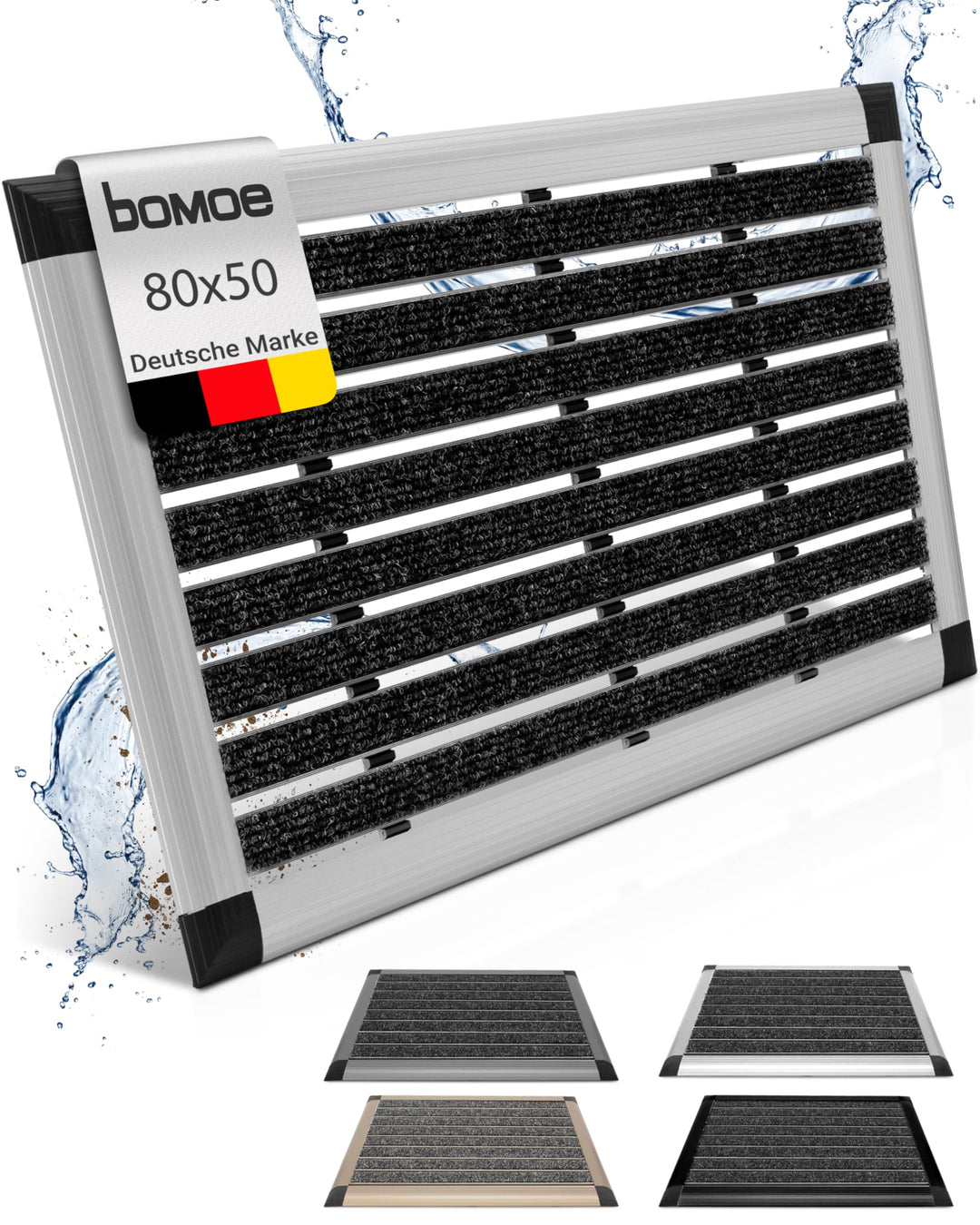 bomoe Fussmatte Aussen rutschfest rostfrei Schuhabstreifer Fussabstreifer | 50x80cm Alu Fussabtreter
