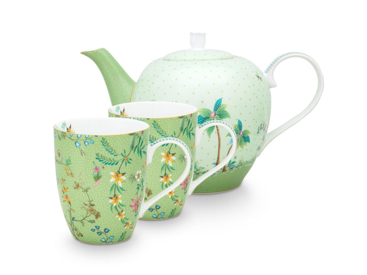 PiP Studio 51020153 Jolie Flowers Green Teeset gross Set3 (1 Set)