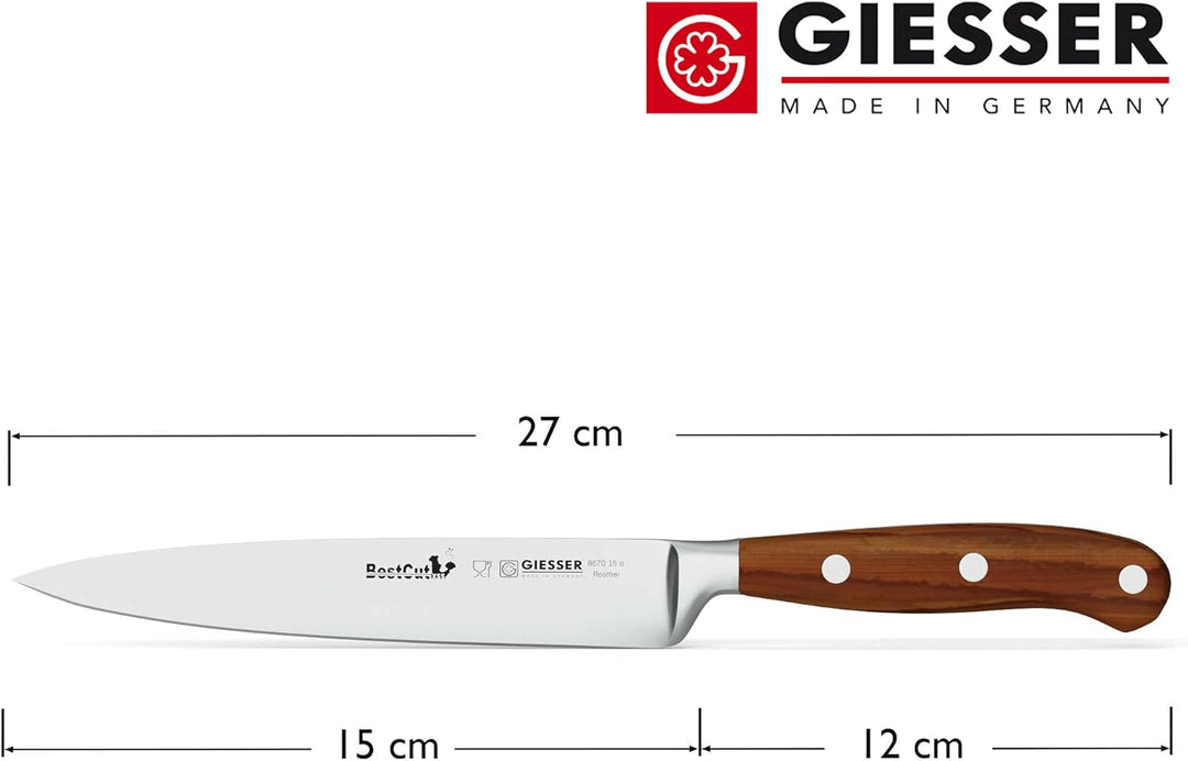 GIESSER seit 1776 - Made in Germany - scharfes Zubereitungsmesser geschmiedet Olivenholz BestCut Oli