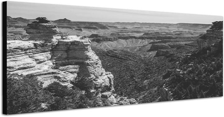 Paul Sinus Art Leinwandfoto als Panorama SCHWARZ/Weiss 120x40cm Grand Canyon Schlucht Vintage
