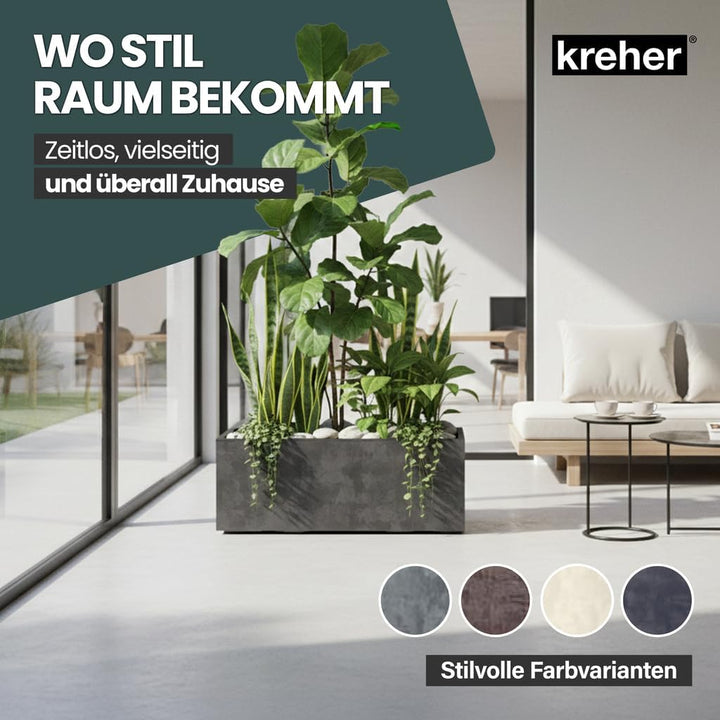 Kreher XL Pflanzkasten Millennium in verschiedenen Formaten und Farben. Tolle Naturstein Optik in Br