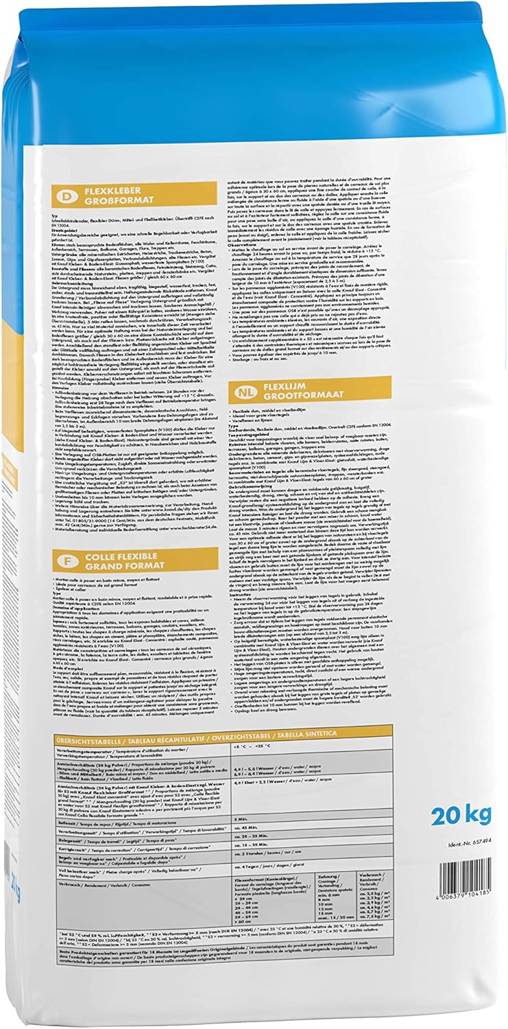 Knauf Flexkleber Grossformat, Klebe-Mörtel, Fliesenkleber – Fliesen- und Naturstein-Kleber für Boden
