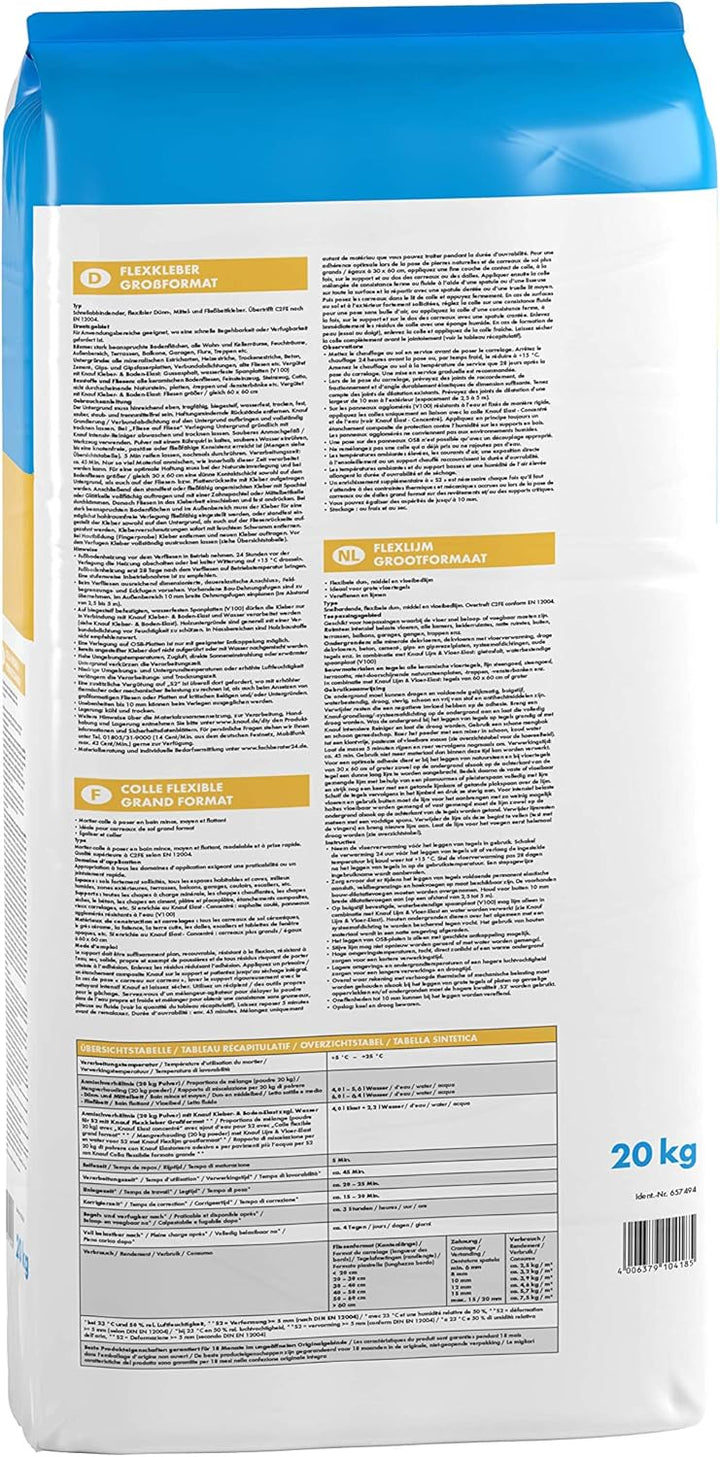 Knauf Flexkleber Grossformat, Klebe-Mörtel, Fliesenkleber – Fliesen- und Naturstein-Kleber für Boden