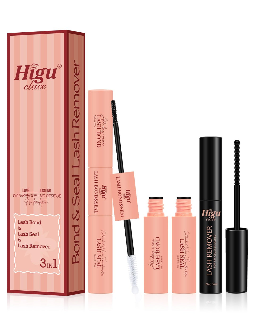 Higu clace Lash Bond &amp; Seal Set mit Remover – Wimpernkleber &amp; Entferner für Cluster Lashes &amp; DIY Wim