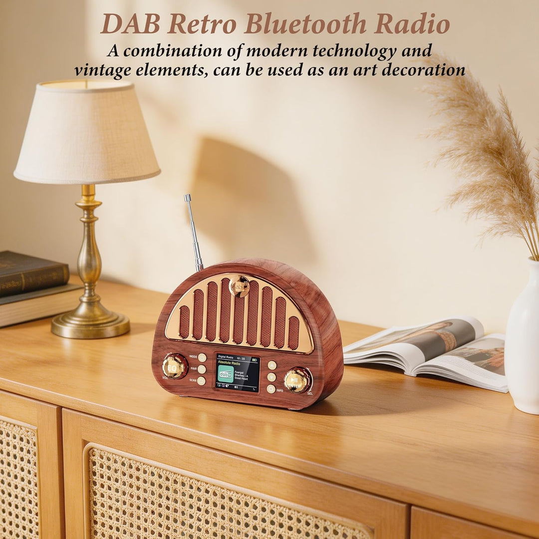 Mesqool Tragbares DAB+/UKW Radio, Retro Radio mit Bluetooth 5.0, Nostalgie Radio Klein mit 3000mAh A