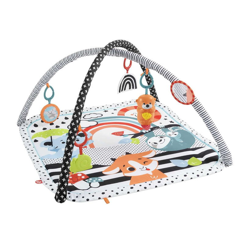 Fisher-Price HBP41 - Tierfreunde Kontrast-Spieldecke für Babys zum Spielen in der Bauchlage und für