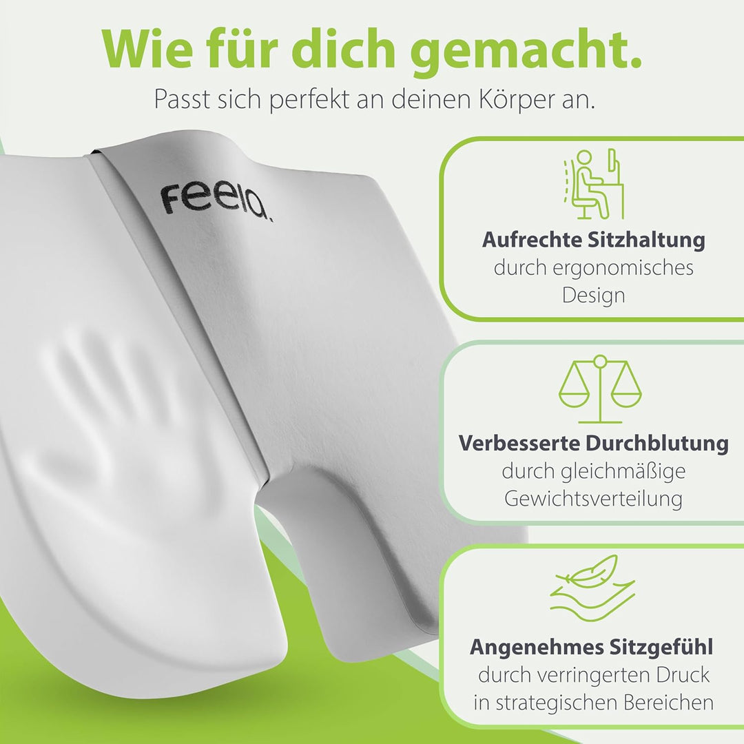 feela.® Orthopädisches Keilkissen [3 Härtegrade] – Memory Foam Haltungskorrektur für mehr Sitzkomfor