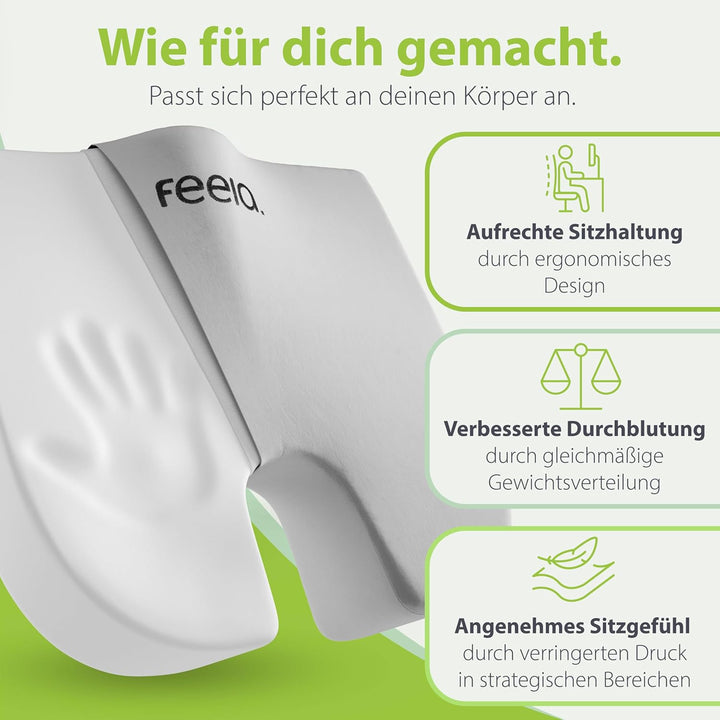 feela.® Orthopädisches Keilkissen [3 Härtegrade] – Memory Foam Haltungskorrektur für mehr Sitzkomfor