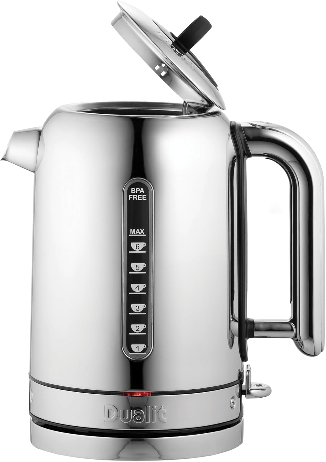 Dualit Classic Wasserkocher – Wasserkocher Design Edelstahl Hochglanz mit Schwarzem Rand –Schnellauf
