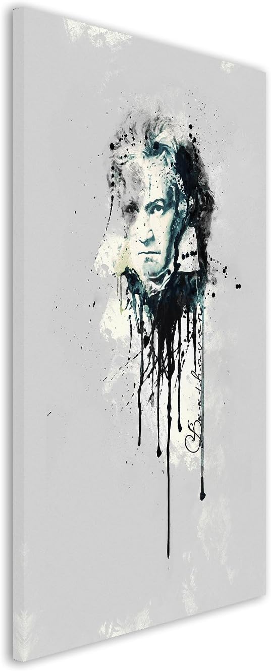 Paul Sinus Art Ludwig Van Beethoven 90x 60cm Keilrahmenbild Kunstbild Aquarell Art Wandbild auf Lein