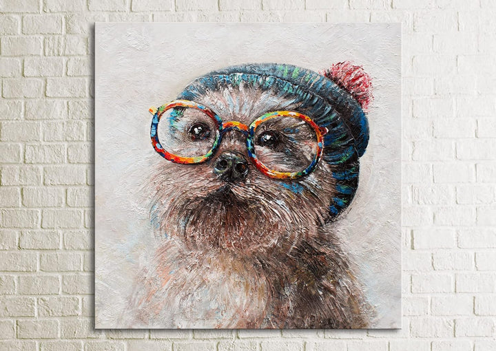 YS-Art XXL Abstrakt Acryl Gemälde auf Leinwand Positiv Hunde Welpe lustig handgemalt Wandbilder Wohn