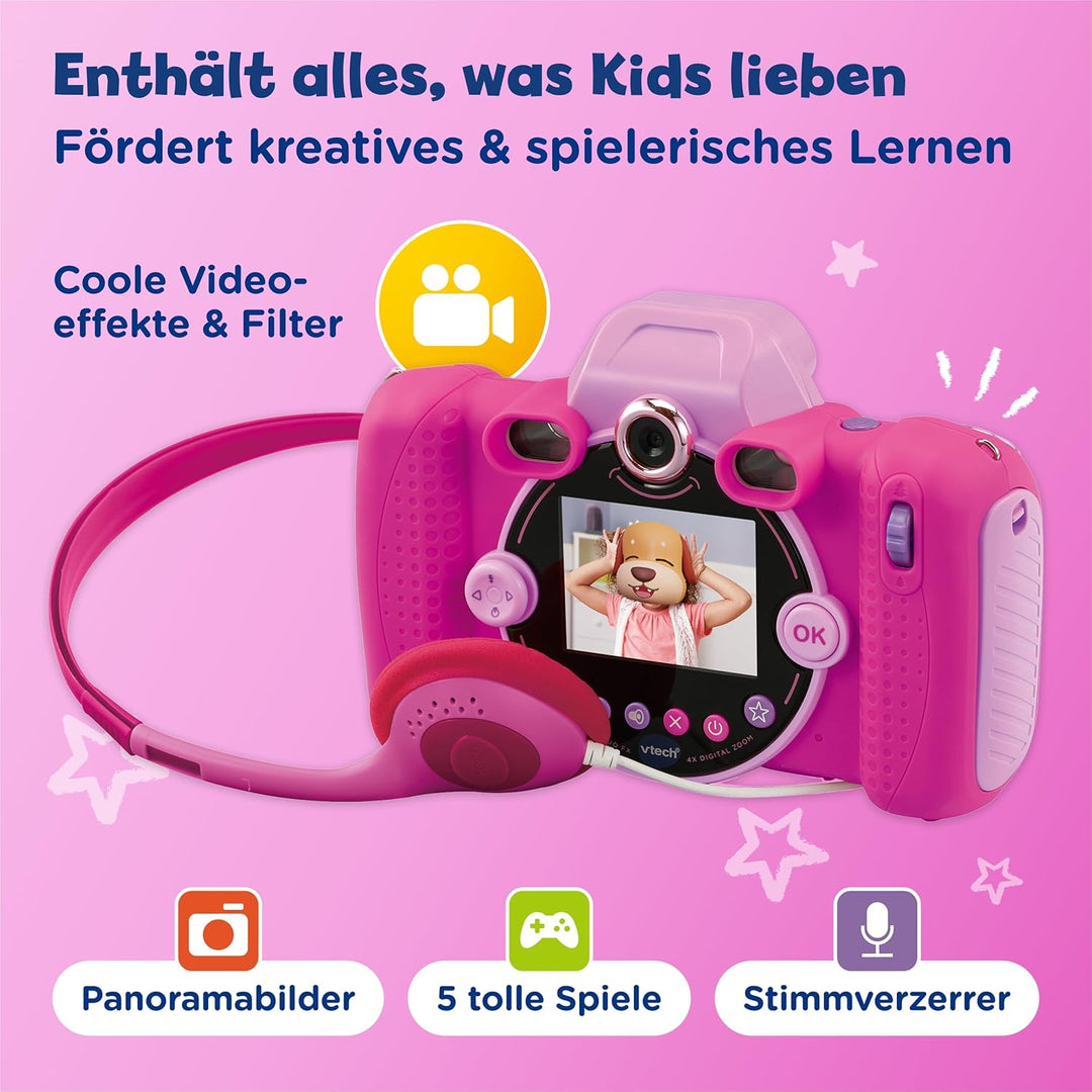 VTech KidiZoom Duo FX in Pink – Robuste Digitalkamera mit kreativen Apps und Spielfunktionen – Für K