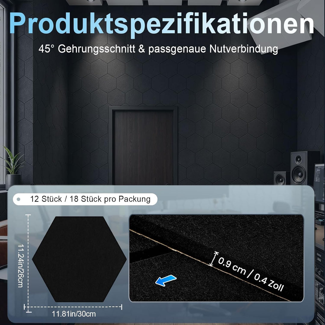 Akustikpaneele Selbstklebend für Wänd - Schallschutz Filz wandpaneele - schaumstoff akustikplatten z