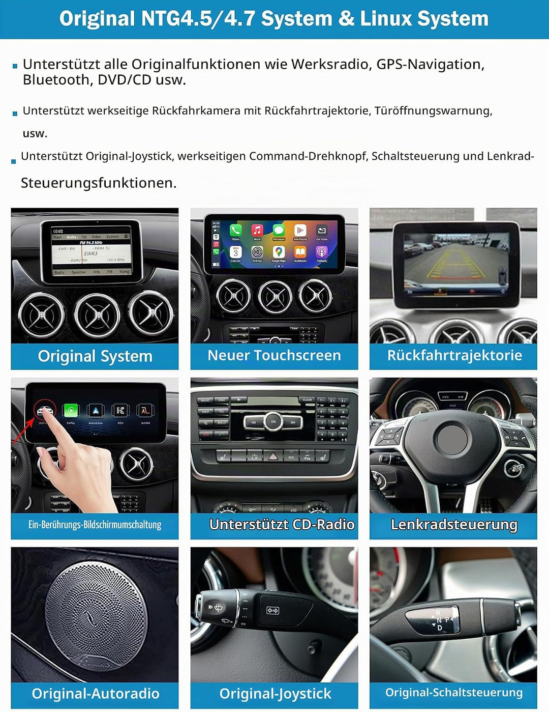 Ninetom Autoradio 12,3 Zoll Touchscreen für 2013-2015 Mercedes Benz A/B-Klasse GLA CLA W176 W246 C11