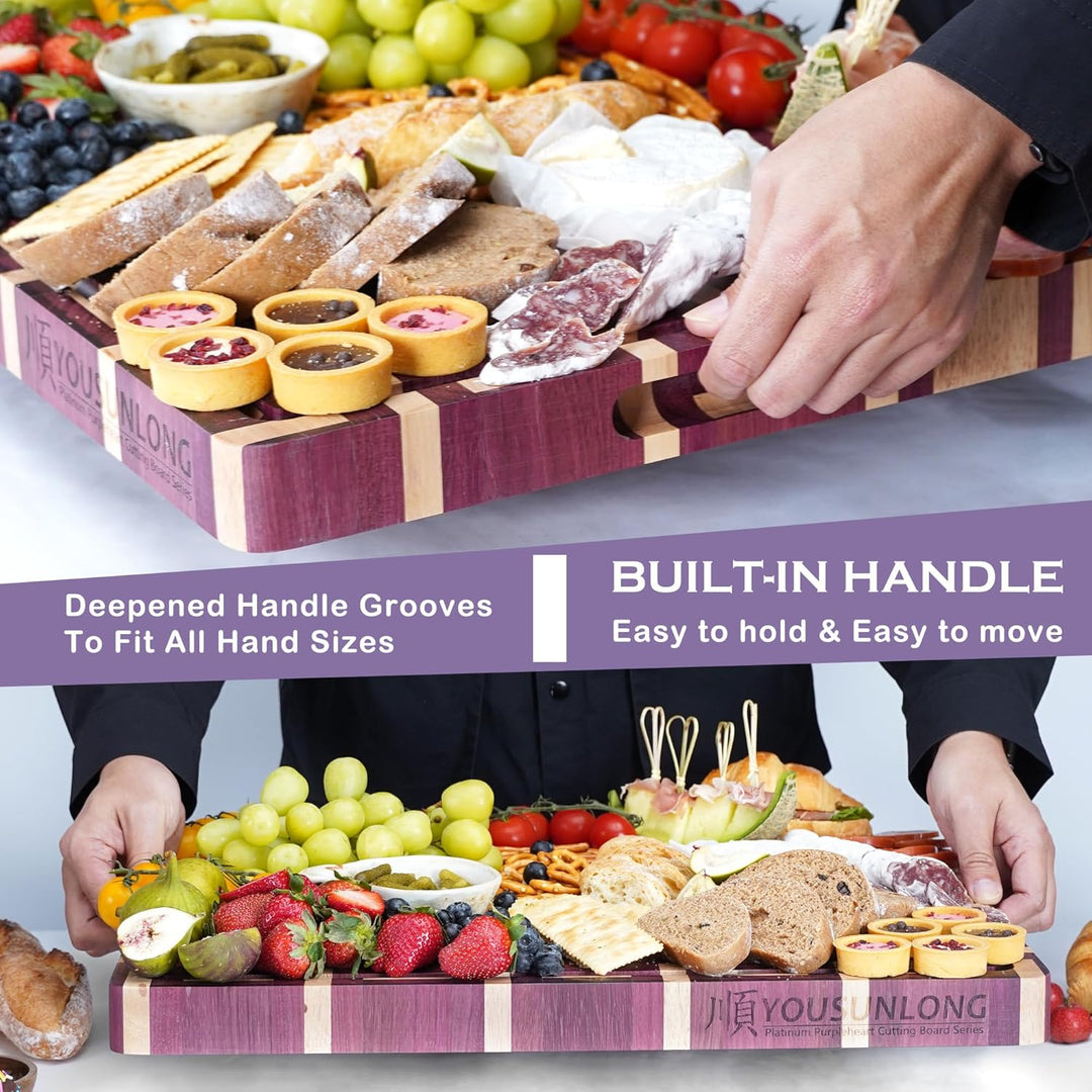 YOUSUNLONG End Grain Schneidebrett - 50 L x 40 B cm Schneidbrett aus Purple Heart Holz - 3,8 cm dick