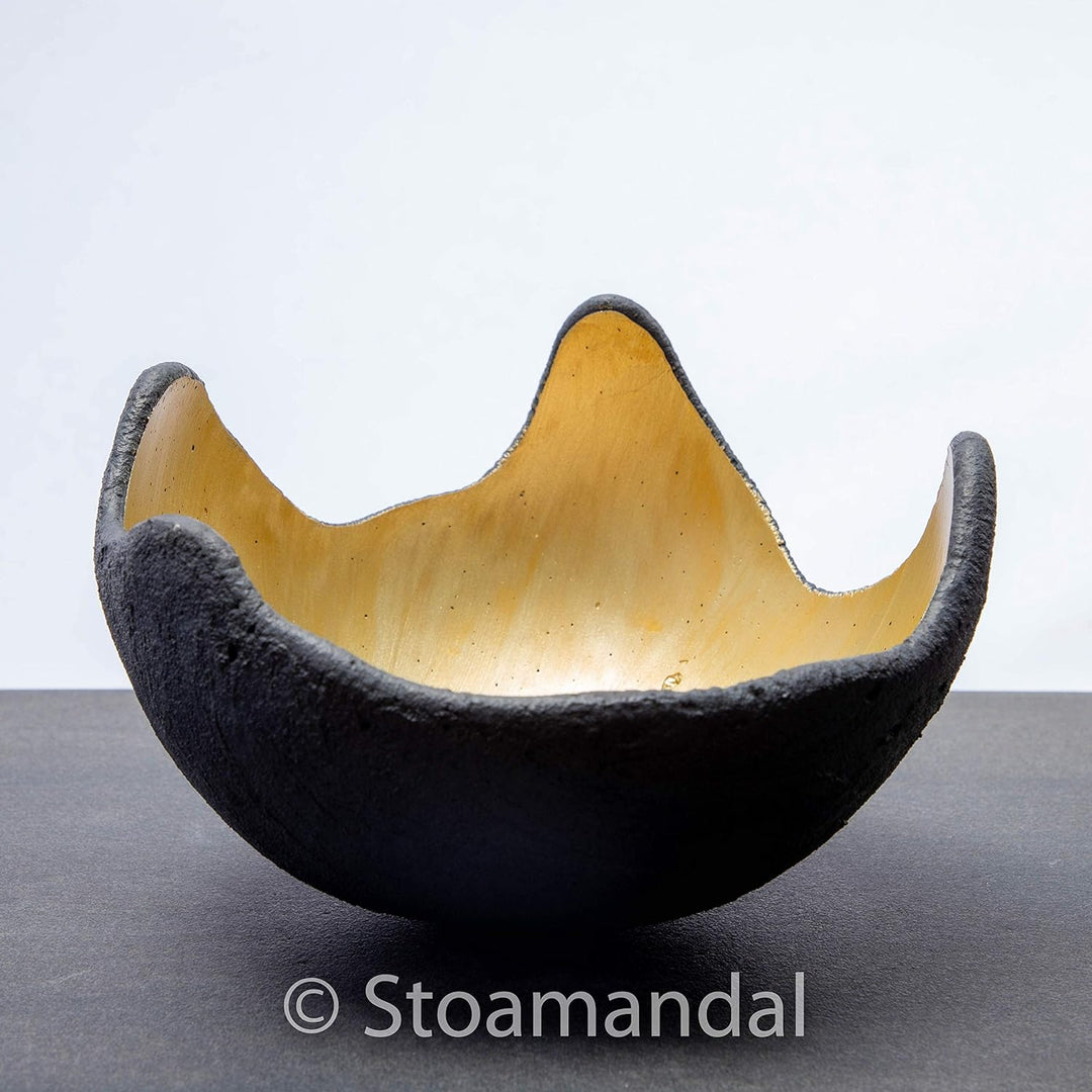 Lichtschale hellgold - M (20cm) - Beton schwarz - grau - Unikat handmade - Geburtstagsgeschenk - Hoc