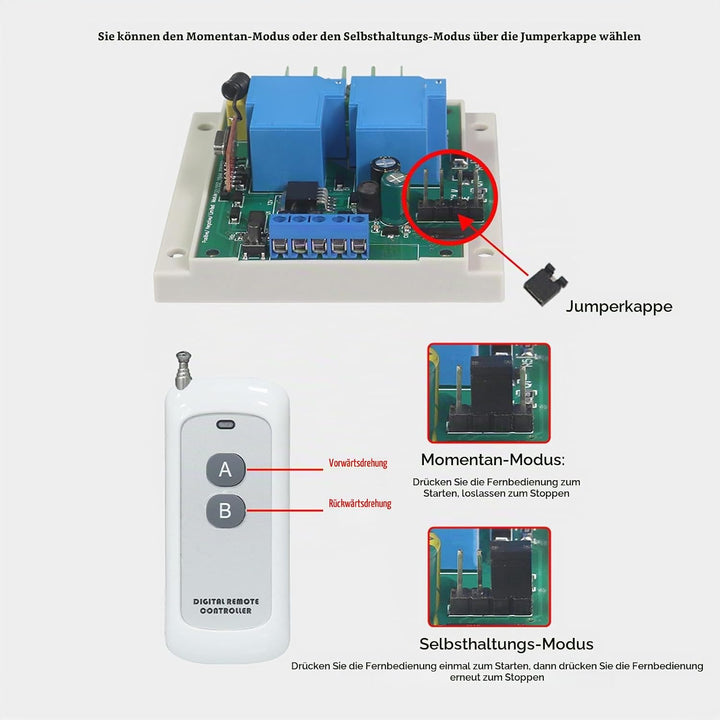 DC-Motor Vorwärts-Rückwärts-Controller mit Fernbedienung 12–24 V DC 10 A Motorsteuermodul für DC 12