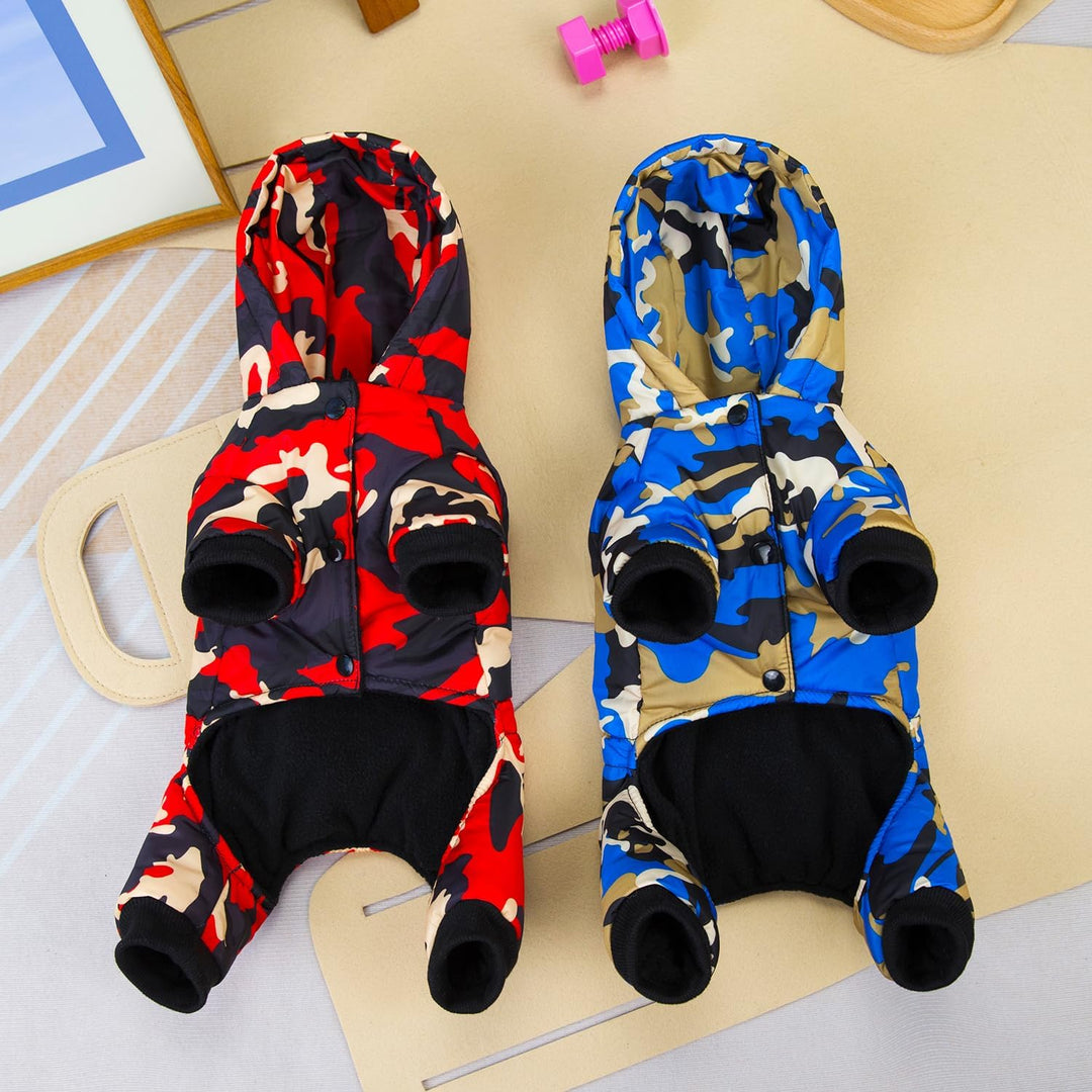 Izefia Hundemantel Haustier Bekleidung Jumpsuit Winddichte Kalte Wettermantel Tarnung Warme Winter D