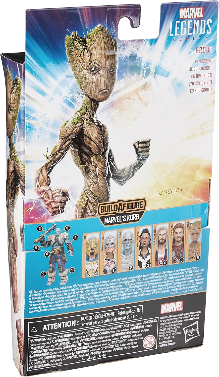 Hasbro Marvel Legends Thor: Love and Thunder 15 cm grosse Groot Action-Figur, 4 Accessoires, 1 Build