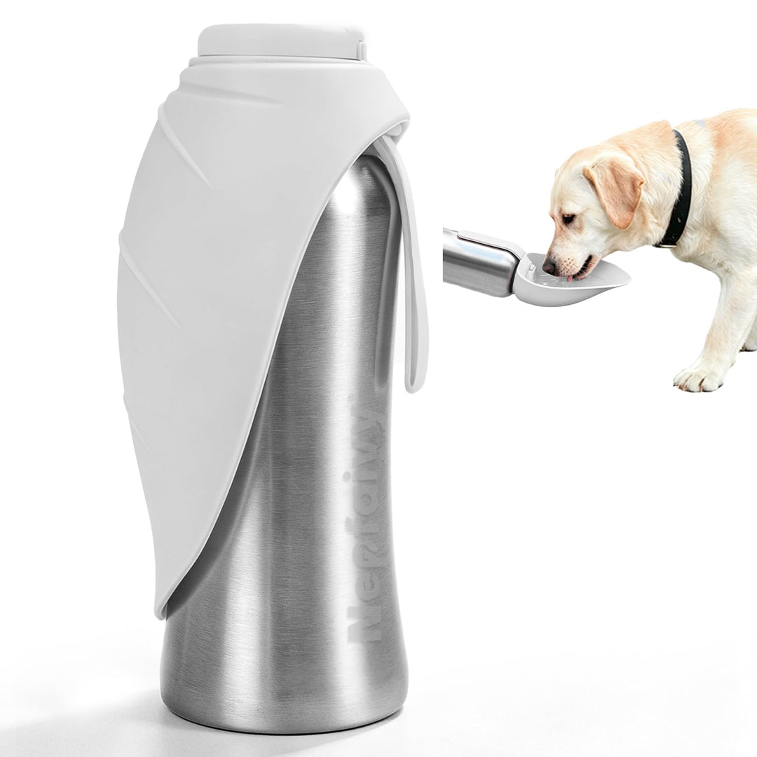 Nepfaivy Trinkflasche Hunde für Unterwegs Edelstahl 800ml - Auslaufsichere Hundetrinkflasche für Unt