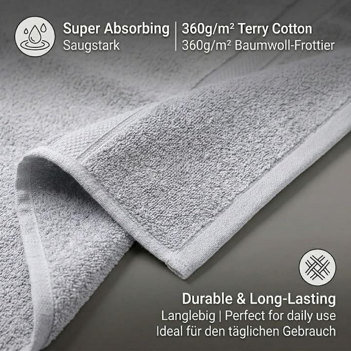 Betz Berlin 6er Set 2X Maxi Duschtuch 100 x 150 cm 4X Handtuch 50 x 100 cm 100% Baumwolle Farbe Silb