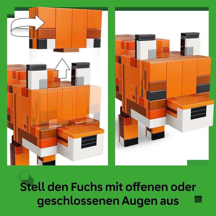 LEGO Minecraft Der Fuchs - 3D-Puzzle Tierfigur mit Zubehör - Gaming Deko für Schlafzimmer oder Gamin