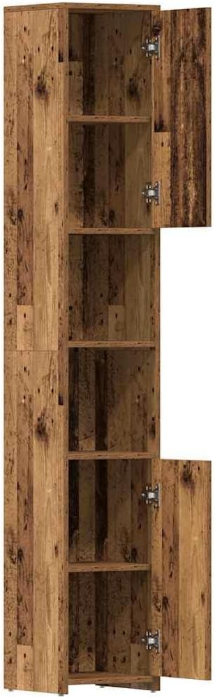 vidaXL Badschrank Altholz-Optik 30x30x183,5 cm Holzwerkstoff, Badezimmerschrank, Badschrank hoch, Ba