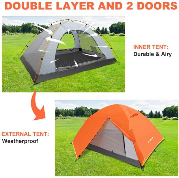 LAMA Camping Zelt Kuppelzelt 1-2 Personen Ultraleichte Zelt Wasserdicht Zelte mit Abnehmbarer äusser