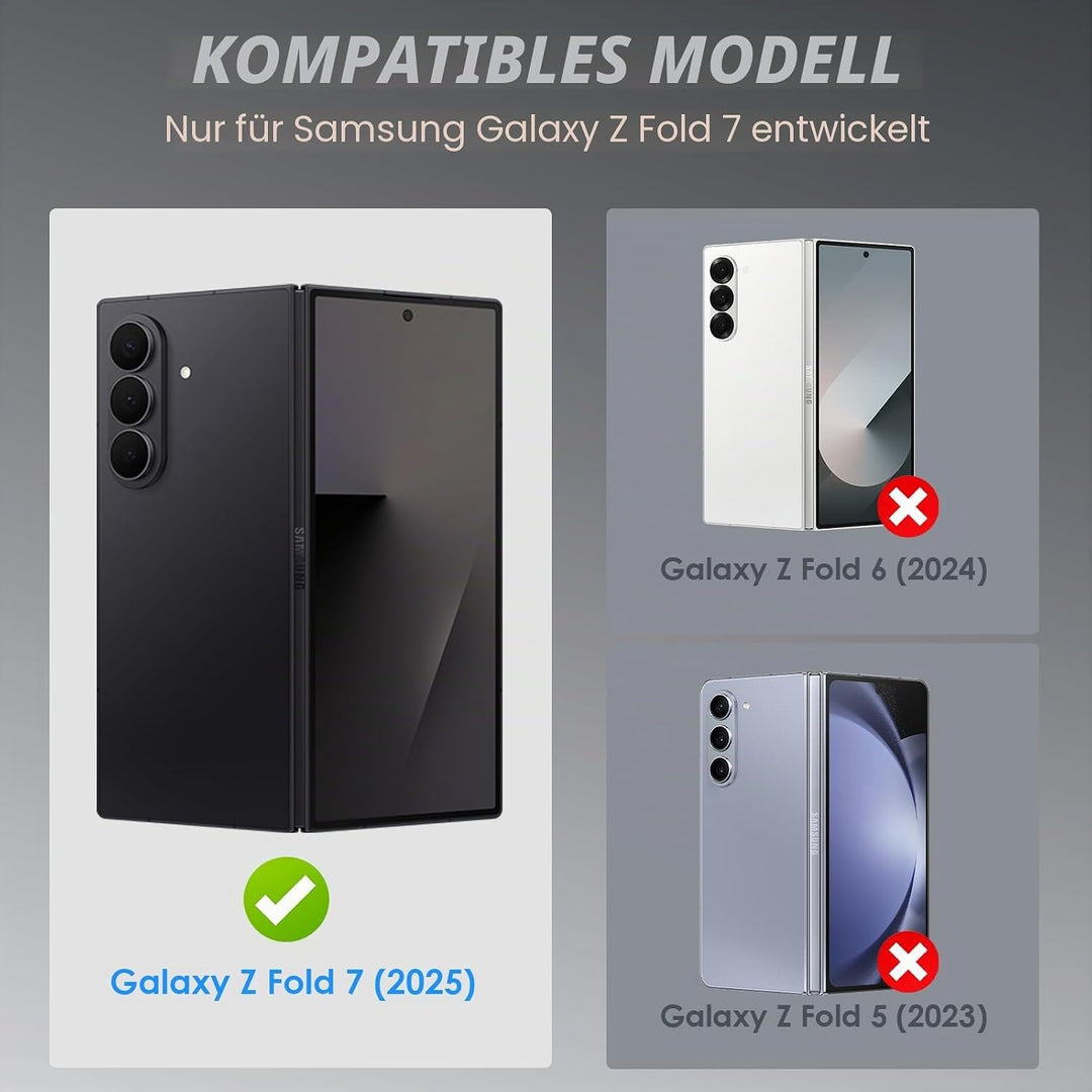 für Samsung Galaxy Z Fold 7 Hülle mit Ständer &amp; Displayschutzfolie, Ganzkörper Robuste Schutzhülle m