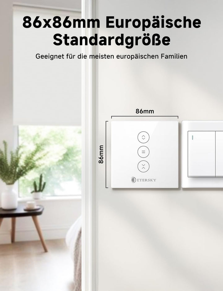 Smart Rolladenschalter, Etersky Rolladen Zeitschaltuhr Smart Jalousien Schalter mit Touch Panel, Kom