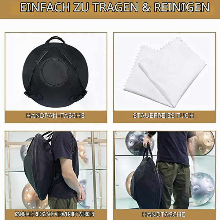 JTYX Handpan Drum 22 Zoll Schlaginstrument Handtrommel aus Stahl mit weicher Handpantasche, 2 Handpa