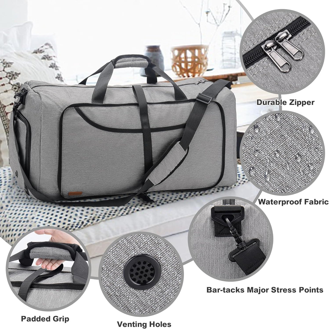 Vogshow Reisetasche grosse Faltbare 100L, Weekender Übernachtungstasche Seesack wasserdicht Sporttas