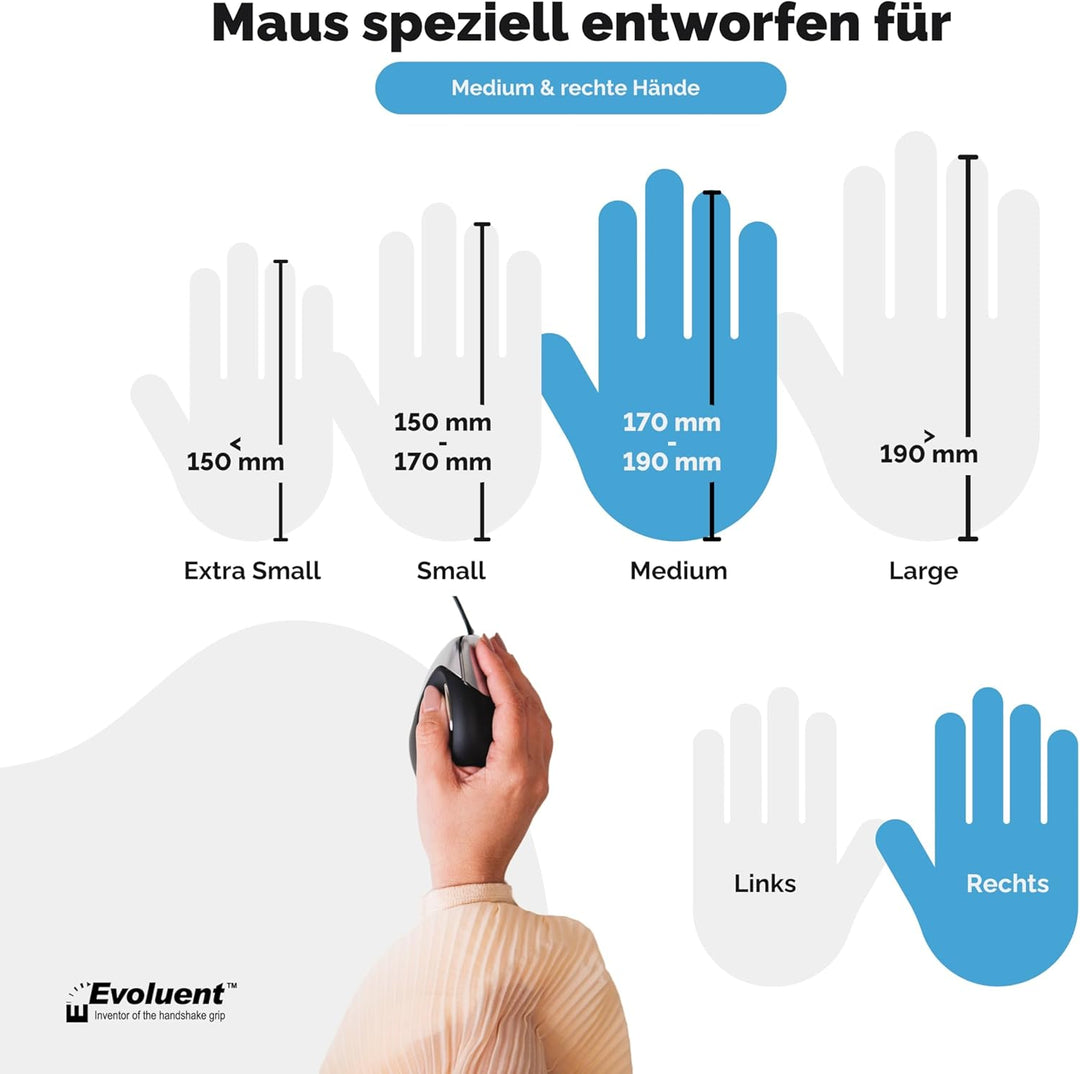 Evoluent VM3R VerticalMouse 3 Maus USB für Rechtshänder