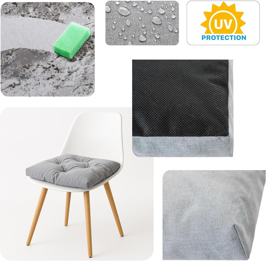 Wasserdichtes Stuhlkissen 45x45 cm – Gartenkissen für Stühle &amp; Sessel – Dickes Sitzkissen 6 cm – Out