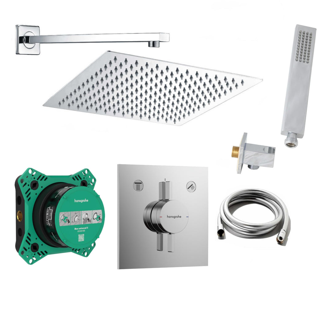 vanvilla Duschsystem mit Unterputz Duscharmatur von Hansgrohe Duo Turn E und vanvilla Regendusche mi