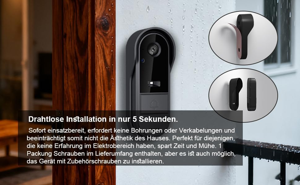 Winnes 1080P Video Türklingel mit Kamera Drahtlose Video Türklingel mit 4,3" Display,170° Weitwinkel