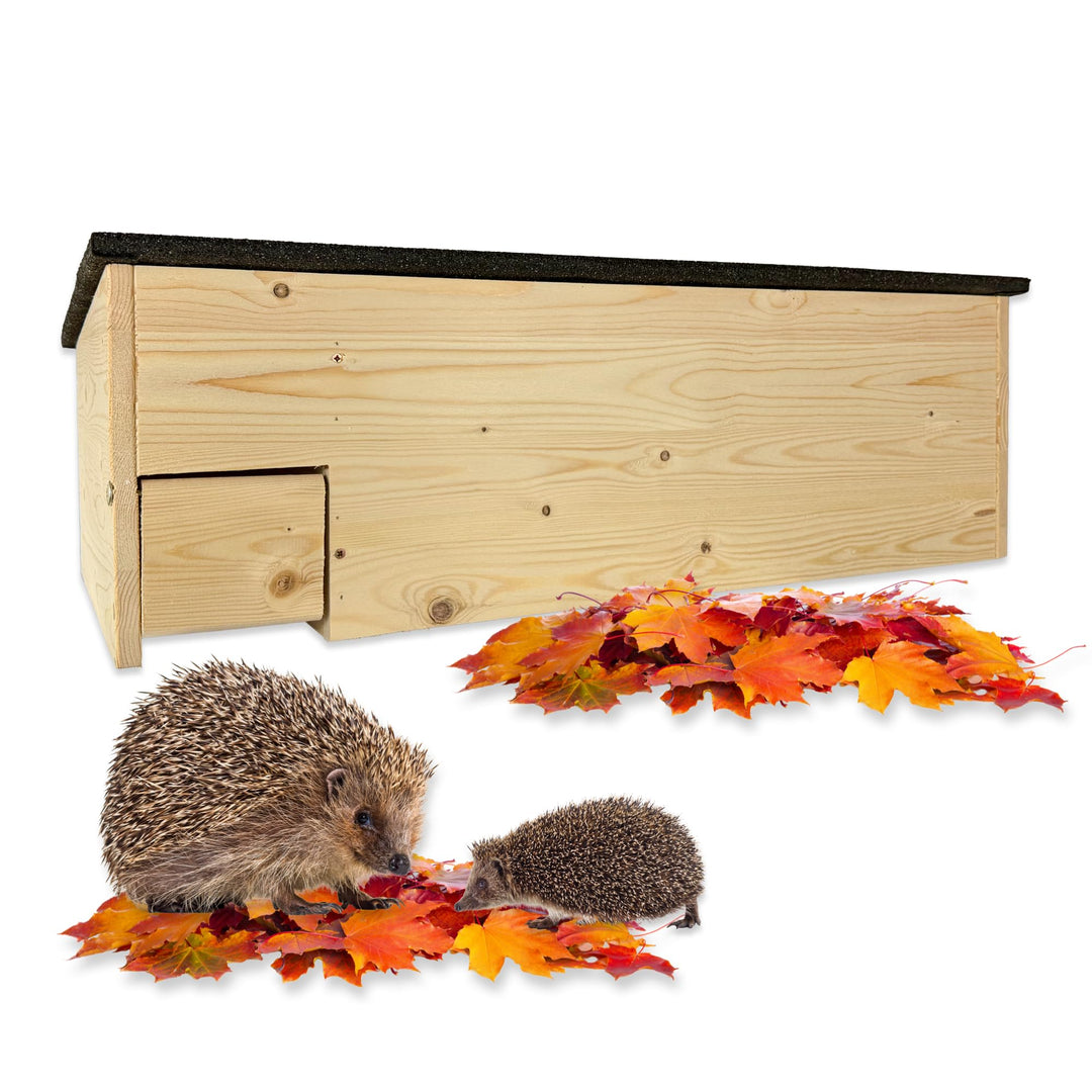 GARTENETAGE XXL Igelhaus mit Rattenklappe aus zertifiziertem Holz – wetterfestes Igel Schutzhaus mit