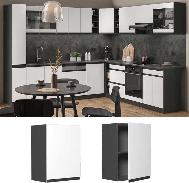 Vicco Hängeschrank R-Line, Weiss/Anthrazit, 45 cm J-Shape Weiss Hängeschrank 45 cm, Weiss Hängeschra