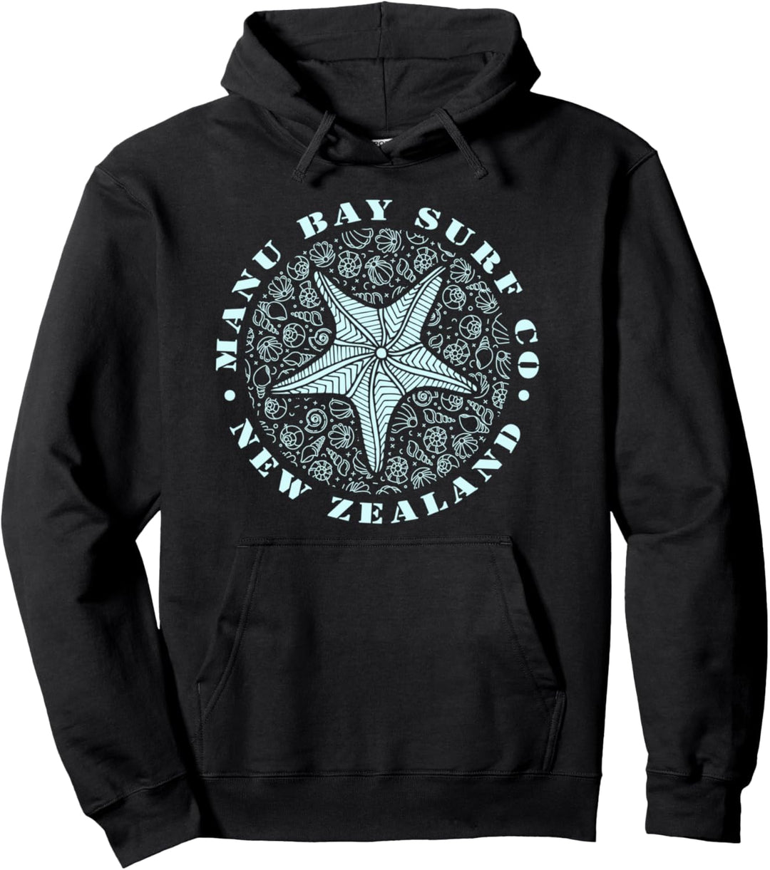 Manu Bay Surf Company New Zealand Light Blue Starfish Surfer Pullover Hoodie