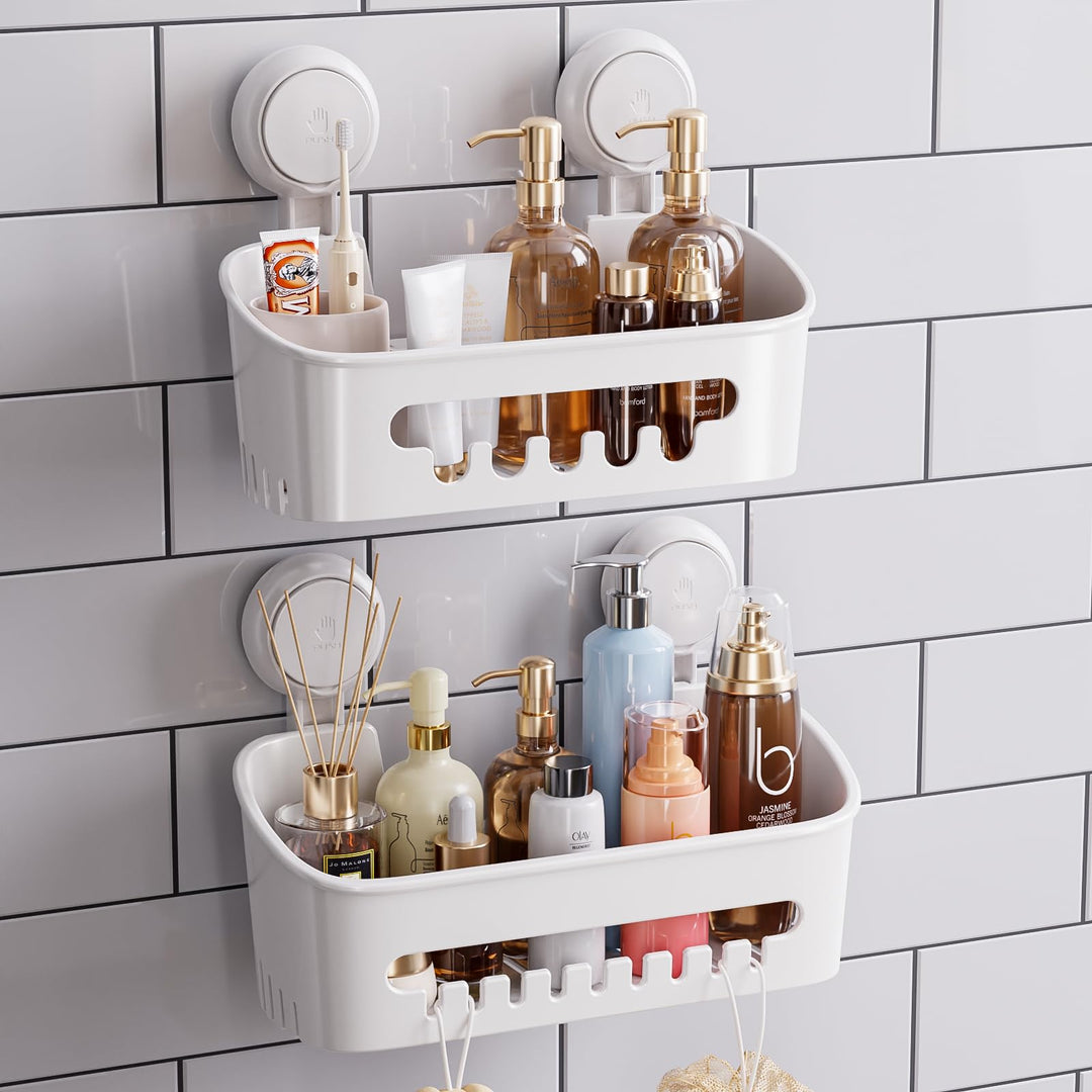 LEVERLOC Duschablage Ohne Bohren Saugnapf Dusche Organizer Grosse Kapazität Bad Organizer Ohne Bohre