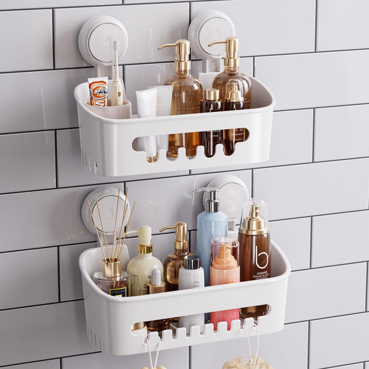 LEVERLOC Duschablage Ohne Bohren Saugnapf Dusche Organizer Grosse Kapazität Bad Organizer Ohne Bohre