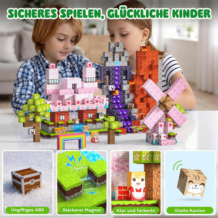 Magnetische Bausteine 150 PCS 2CM Magnetbausteine für Kinder ab 3 Jahre Magnetic Blocks, Montessori