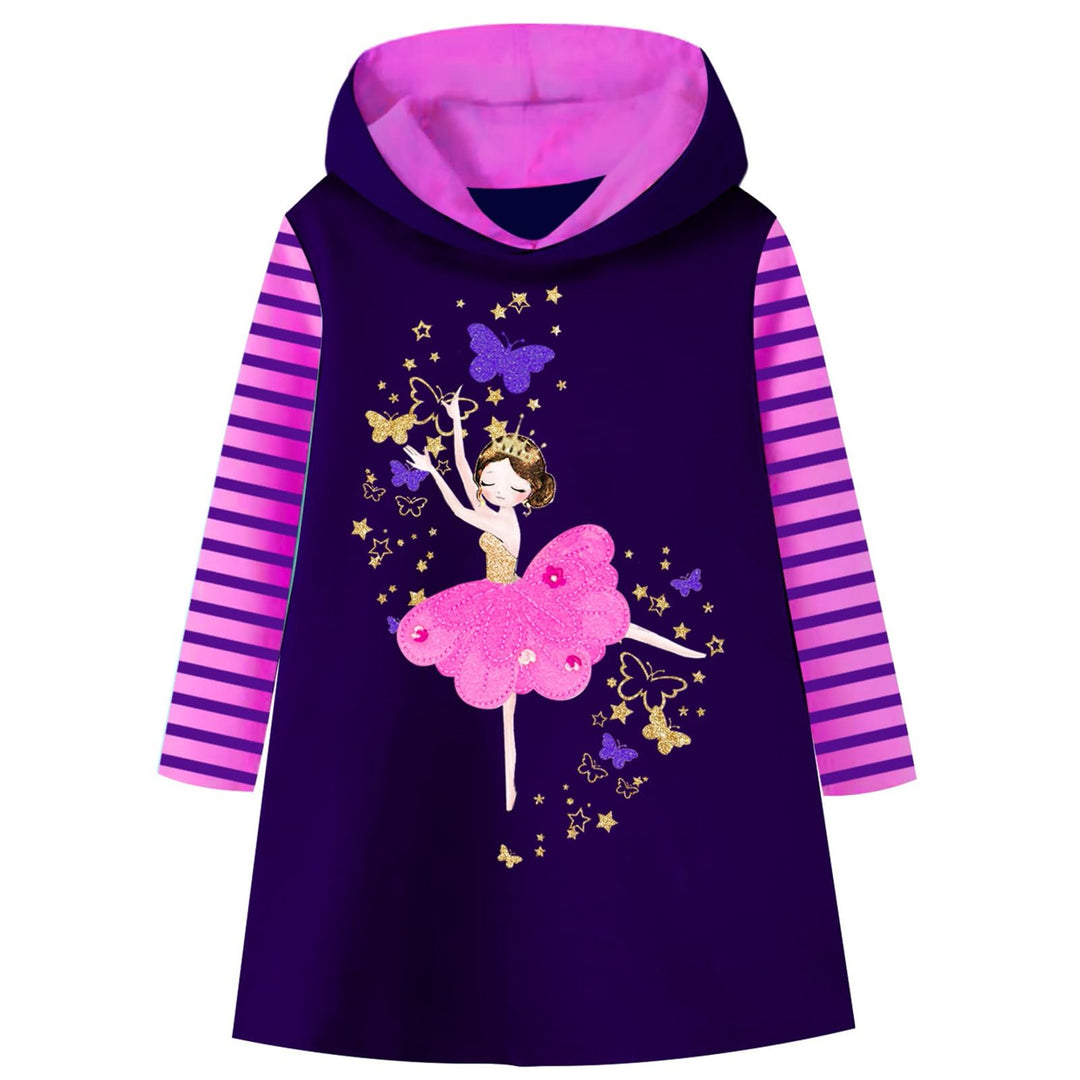 VIKITA Mädchen Kapuzenpullover Kleider Baumwolle Hoodie Herbst Winter Freizeit 2-8 Jahre 2-3 Jahre L