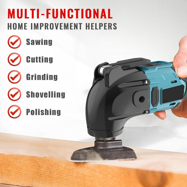 18V Akku Multifunktionswerkzeug mit 3.0ah Akku*2 Ladegerät,22pcs Zubehör, 6 Geschwindigkeitsmodi（von